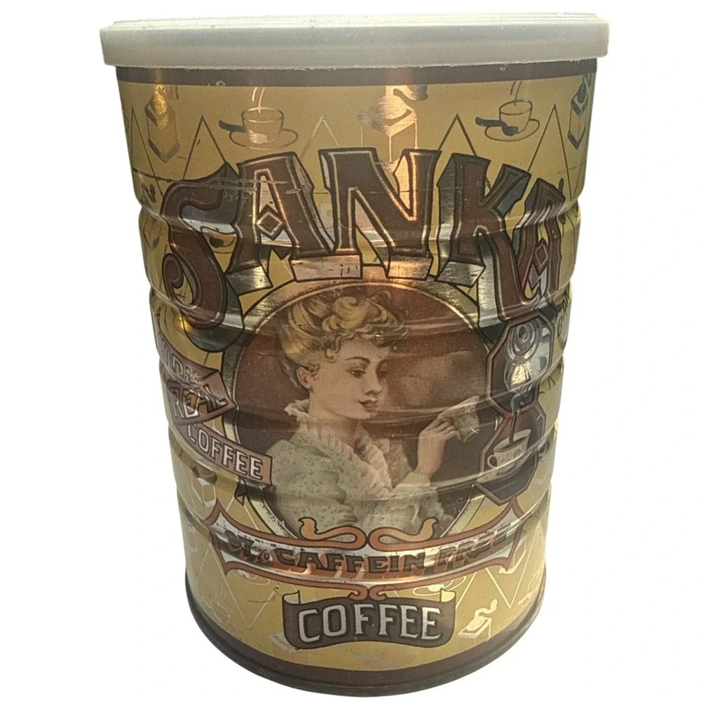 Vintage 1980 Sanka Coffee Tin General Mills Original Lid 5.5
